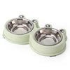 Eco-Friendly Double Dog Bowls – Cute Frog Design with Plastic Base & Stainless Steel Inserts