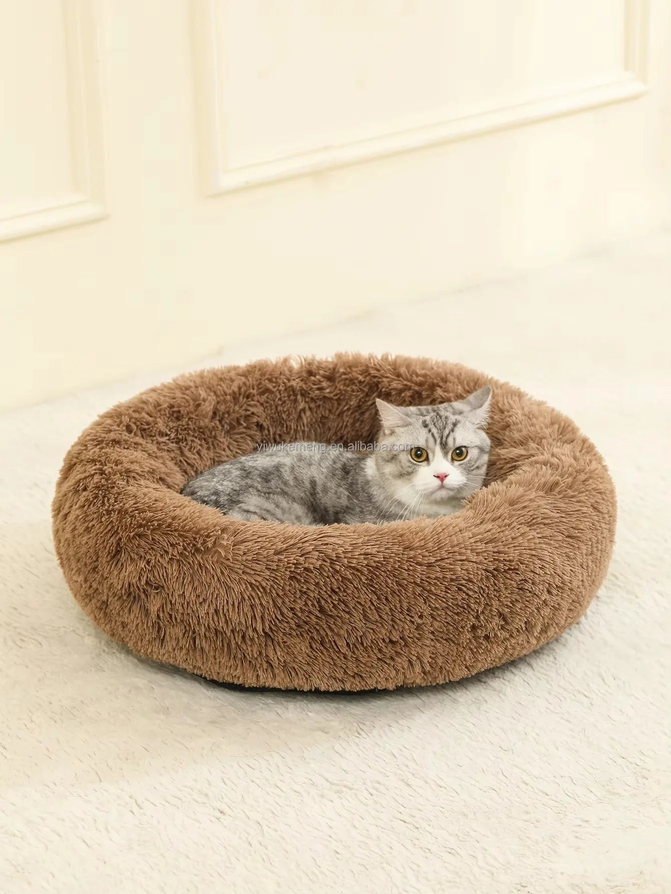 Soft Round Pet Bed for Cats & Small Dogs