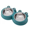 Eco-Friendly Double Dog Bowls – Cute Frog Design with Plastic Base & Stainless Steel Inserts