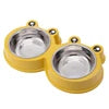 Eco-Friendly Double Dog Bowls – Cute Frog Design with Plastic Base & Stainless Steel Inserts