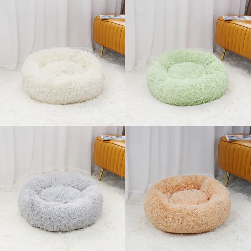 Soft Round Pet Bed for Cats & Small Dogs