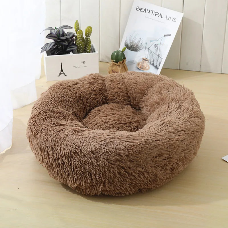 Soft Round Pet Bed for Cats & Small Dogs