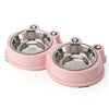 Eco-Friendly Double Dog Bowls – Cute Frog Design with Plastic Base & Stainless Steel Inserts