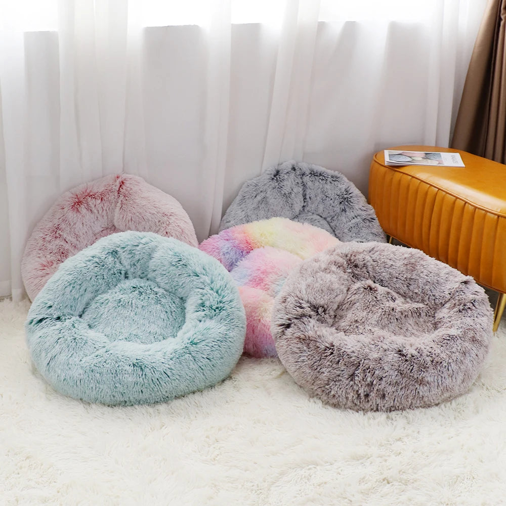 Soft Round Pet Bed for Cats & Small Dogs