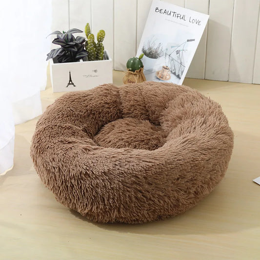 Soft Round Pet Bed for Cats & Small Dogs